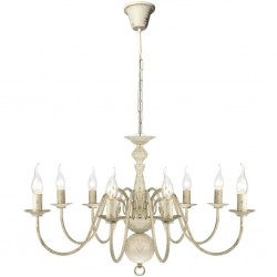 Елегантен метален полилей, цвят: антично бяло, 8 x E14 крушки - Лампи за таван