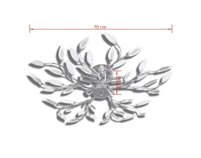 Стилен полилей с декорация от акрилни листа, цвят: прозрачен & бял -