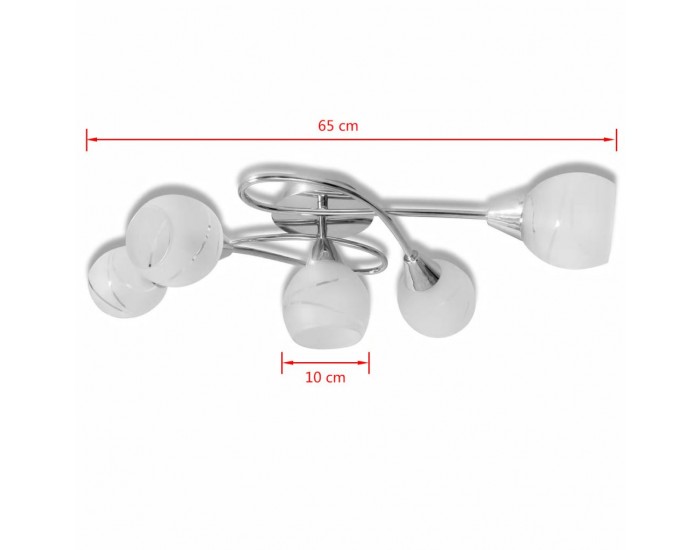 Лампа за таван с 5 стъклени абажура, крушки тип Е14 -