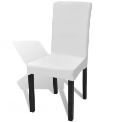 Покривни калъфи за столове, еластични, бели, 6 бр - Калъфи за мебели
