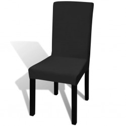 Черни еластични калъфи за столове - 6 бр. - Калъфи за мебели