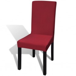 Разтегаеми калъфи за столове, бордо– 6 броя - Калъфи за мебели