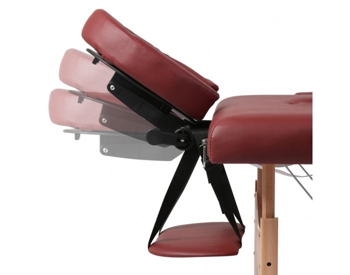 Сгъваема масажна кушетка с 2 зони, червена, дървена рамка -