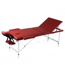 Алуминиева масажна кушетка с 3 зони, цвят: червен - Оборудване за Масажно и Козметично студио