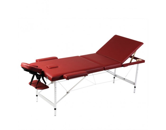 Алуминиева масажна кушетка с 3 зони, цвят: червен -