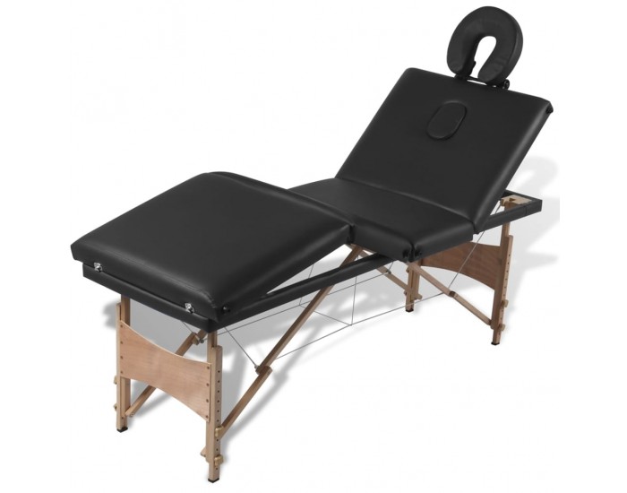 Дървена масажна кушетка с 4 зони, цвят: черен -