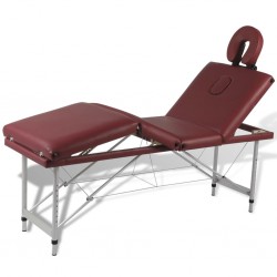 Алуминиева масажна кушетка с 4 зони, цвят: червен - Оборудване за Масажно и Козметично студио