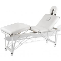 Алуминиева масажна кушетка с 4 зони, цвят: кремаво-бял - Офис