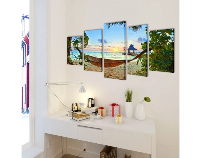 Декоративни панели за стена Плаж с хамак, 200 x 100 см -