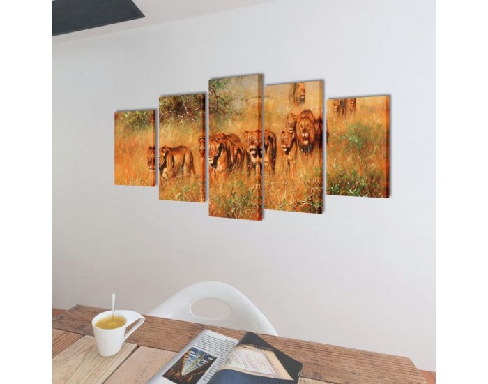 Декоративни панели за стена Лъвове, 100 x 50 см -