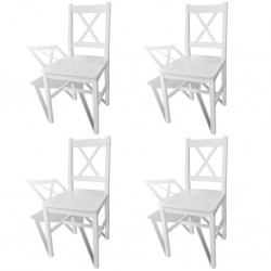 Sonata Трапезни столове, 4 броя, дърво, бели - Трапезни столове