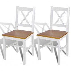 Sonata Трапезни столове, 2 броя, дърво, бял и естествен цвят - Трапезни столове