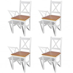 Sonata Трапезни столове, 4 броя, дърво, бял и естествен цвят - Трапезни столове