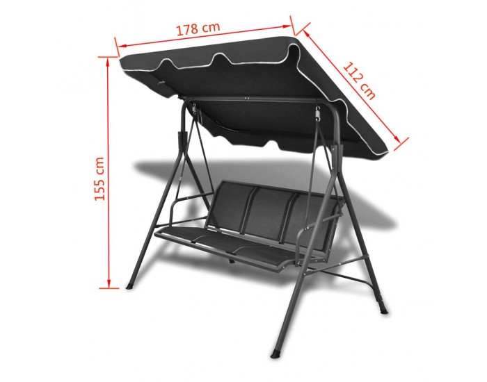 Градинска люлка-пейка, цвят черен -