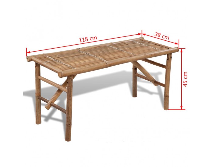 Sonata Сгъваема градинска пейка, 118 см, бамбук -