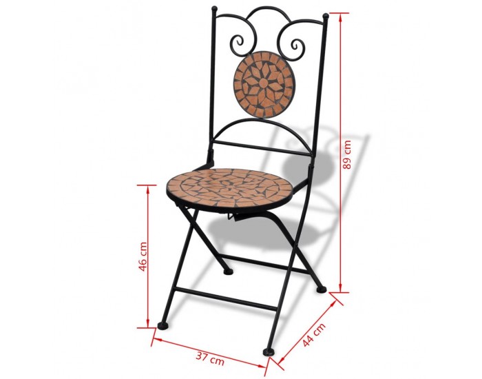 Sonata Сгъваеми бистро столове, 2 бр, мозайка, теракота -