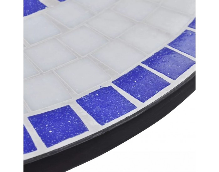 Градинска маса, плот мозайка, цвят син и бял, 60 см -
