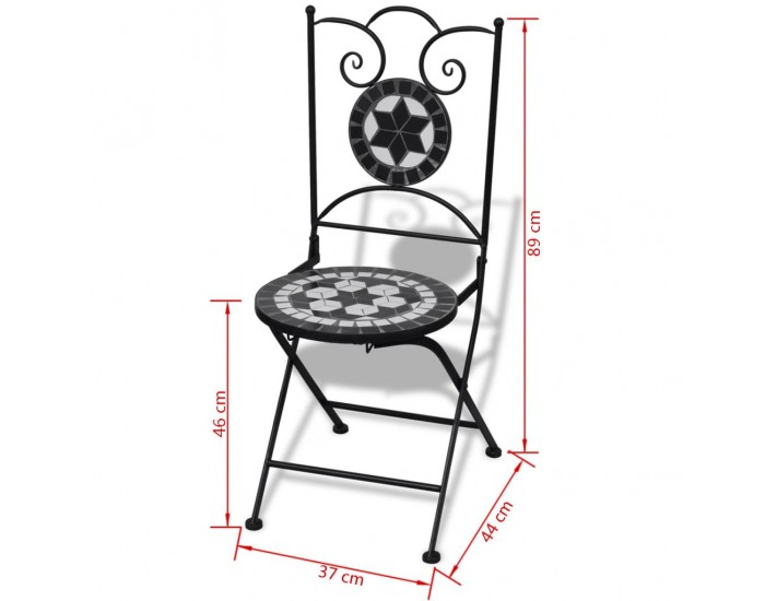Sonata Сгъваеми бистро столове, 2 бр, мозайка, черно и бяло -