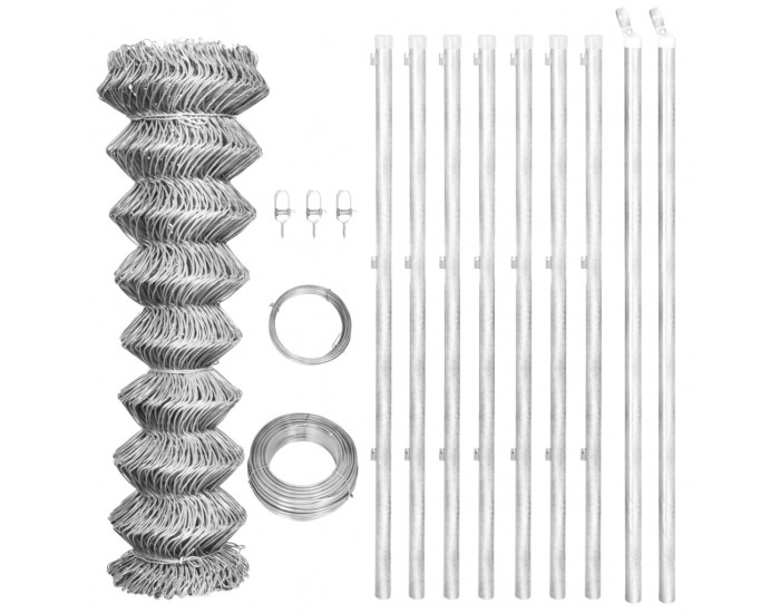 Поцинкована телена ограда със стълбове, 15 x 1 м -