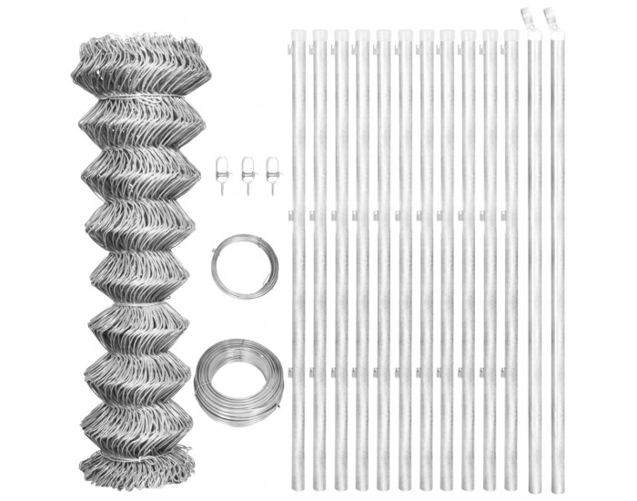 Поцинкована телена ограда със стълбове, 25 x 1 м -