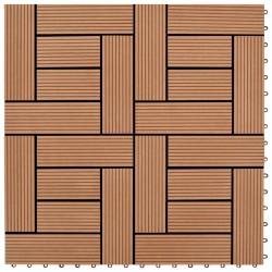 WPC декинг плочки за 1 кв. м, 11 бр, 30 x 30 см, кафяви - Декорации