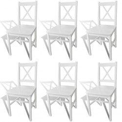 Sonata Трапезни столове, 6 бр, дърво, бели - Трапезни столове