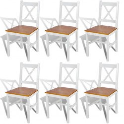 Sonata Трапезни столове, 6 бр, дърво, бял и натурален цвят - Трапезни столове