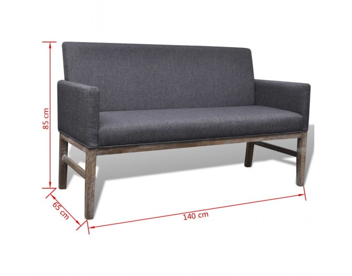 Sonata Кушетка с мека тапицерия от плат, каучуково дърво, тъмносива -