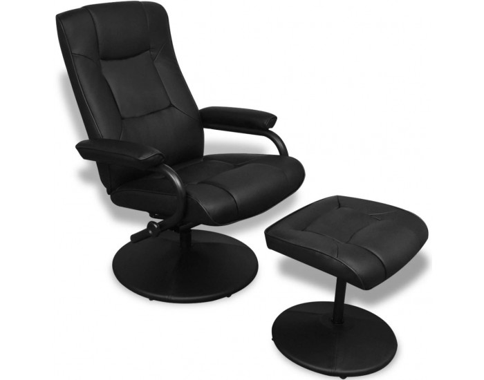 Sonata H ТВ фотьойл с табуретка за крака, черен, изкуствена кожа
