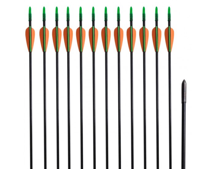 Стандартни стрели за лък 72 см х 0,6 см фибростъкло 12 бр. -