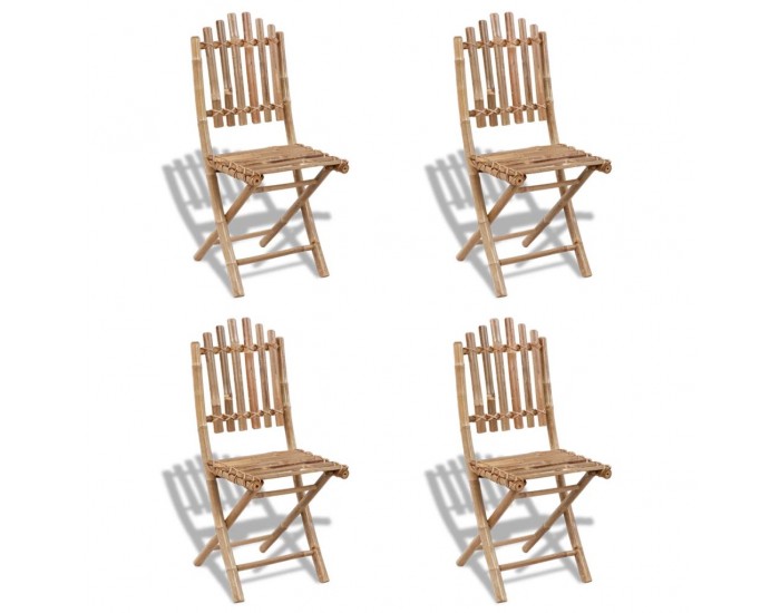 Sonata Сгъваеми външни столове, 4 бр, бамбук -