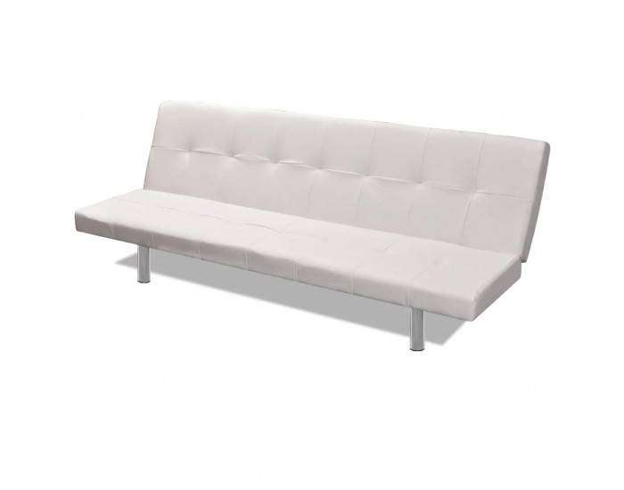Sonata Разтегателен диван с две възглавници, изк. кожа, кремаво бял -