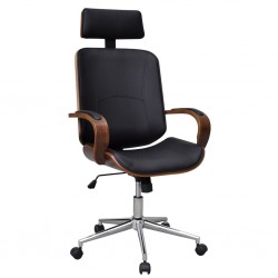 Виенски въртящ се офис стол от изкуствена кожа с облегалка за глава - Офис столове