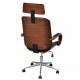 Виенски въртящ се офис стол от изкуствена кожа с облегалка за глава -