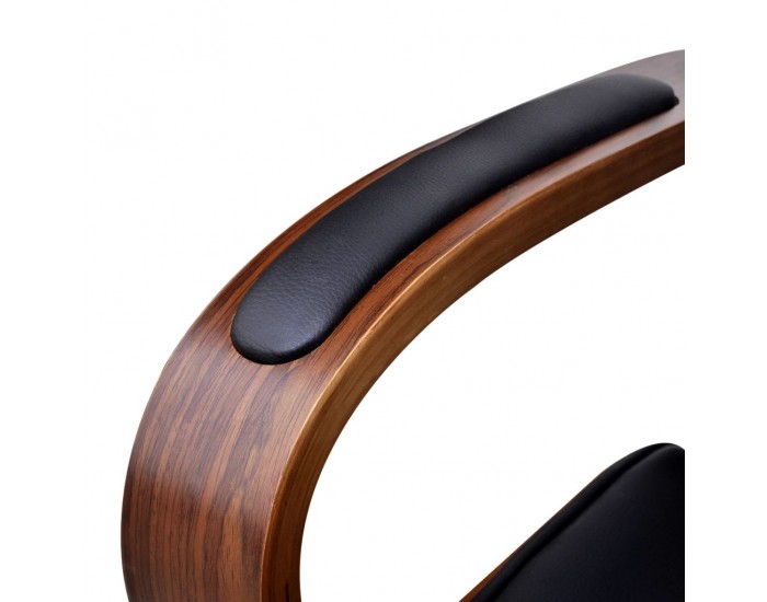 Виенски въртящ се офис стол от изкуствена кожа с облегалка за глава -