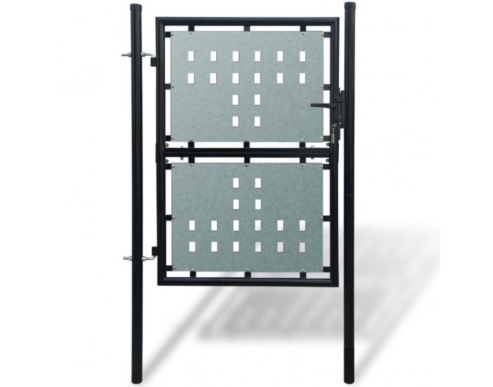 Черна единична оградна врата, 100 x 175 см -