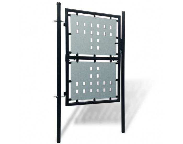 Черна единична оградна врата, 100 x 175 см -
