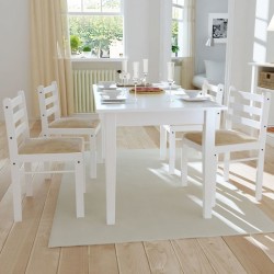 Sonata Трапезни столове, 4 бр, дърво, бели, квадратни - Трапезни столове
