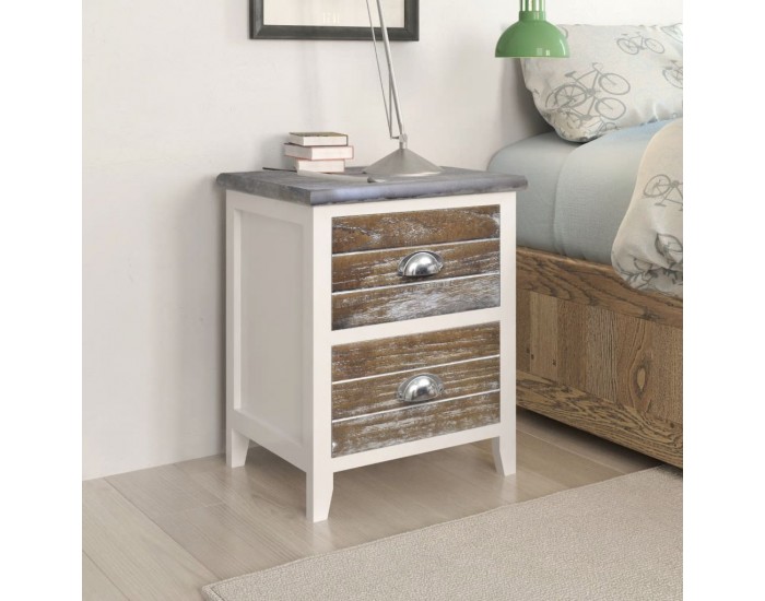 Sonata H Нощно шкафче с 2 чекмеджета, 2 бр, кафяво и бяло