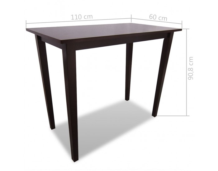 Комплект кафява дървена конзолна маса и 4 бар стола -