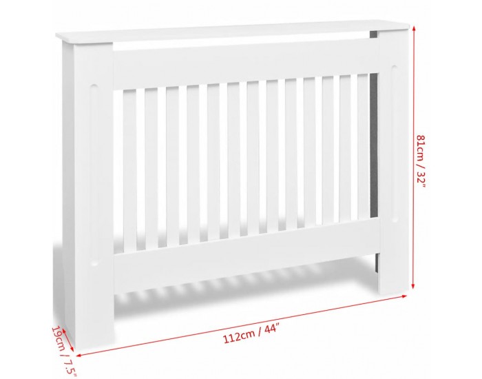 Бяла MDF декоративна решетка за отопляващ радиатор, 112 см -