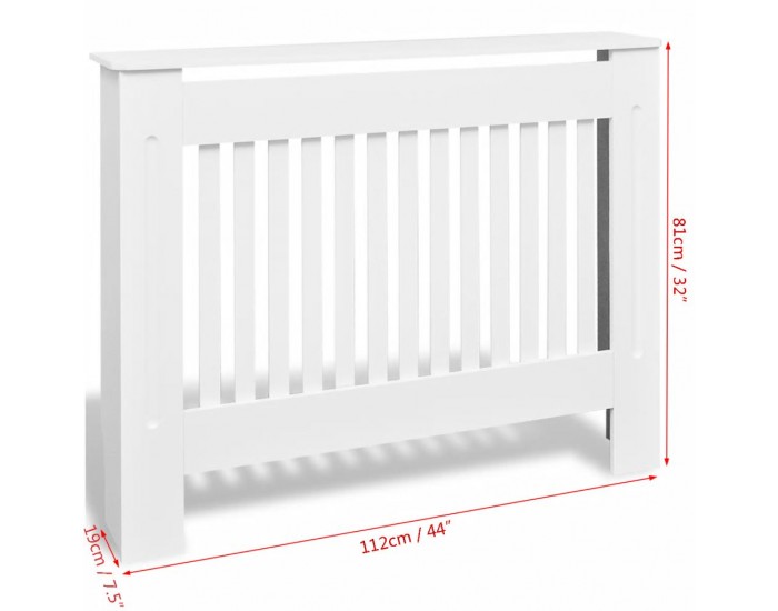 Бяла MDF декоративна решетка за отопляващ радиатор, 112 см - Бяла MDF декоративна решетка за отопляващ радиатор, 112 см -