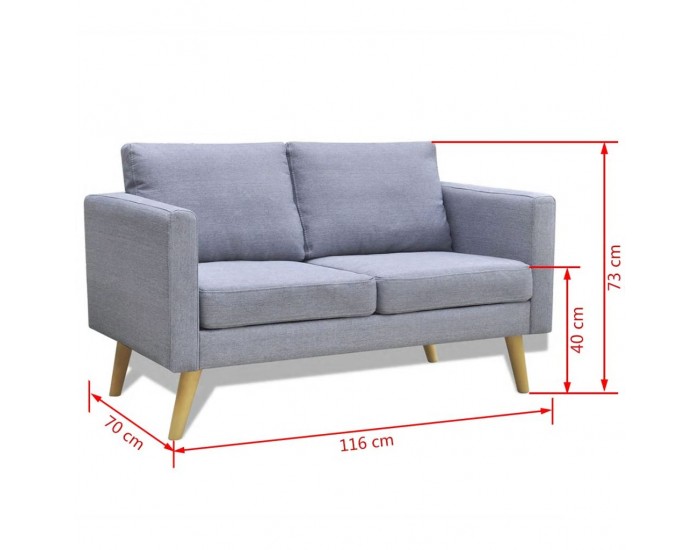 Sonata Двуместен диван, тапицерия от плат, светлосив -