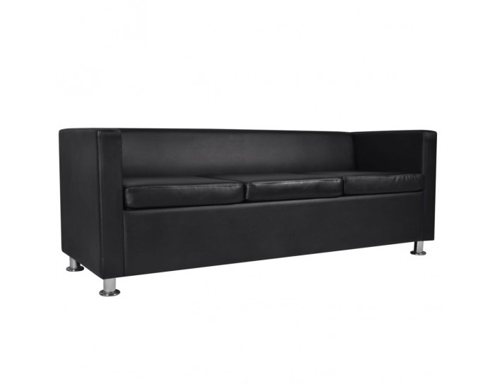 Sonata Триместен диван, изкуствена кожа, черен -