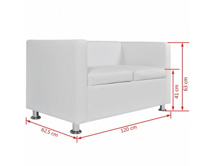 Sonata Двуместен диван, изкуствена кожа, бял -