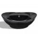 Sonata Керамична овална мивка с преливник и отвор за смесител, черна -