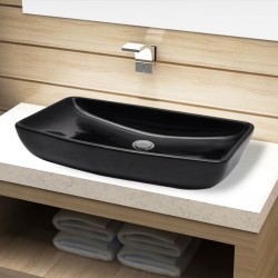 Керамична правоъгълна мивка за баня, черна - Мивки и Смесители