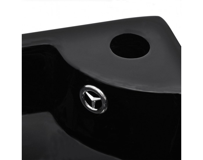 Sonata Мивка с преливник, 45x32x12,5 см, керамична, черна -