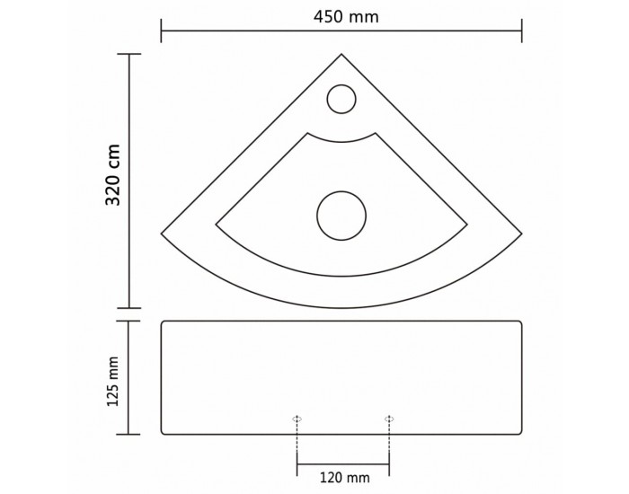 Sonata Мивка с преливник, 45x32x12,5 см, керамична, черна -