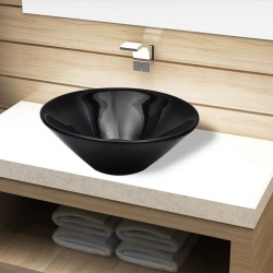 Керамична кръгла мивка за баня, черна - Мивки и Смесители